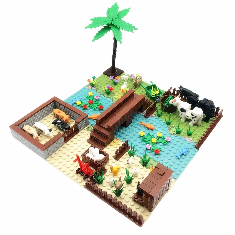 Конструктор Mini Farm Creator игрушки для детей детали MOC деревья животные свинья