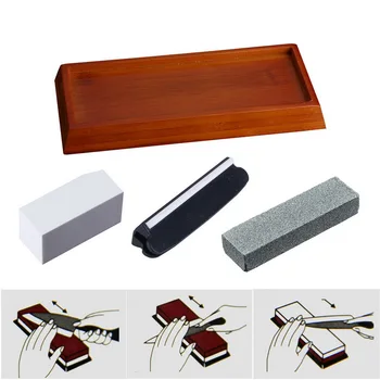 

Premium Whetstone Knife Sharpening Stone Whetstone Non Slip Bamboo Base Angle Guide Flattening Stone Kit