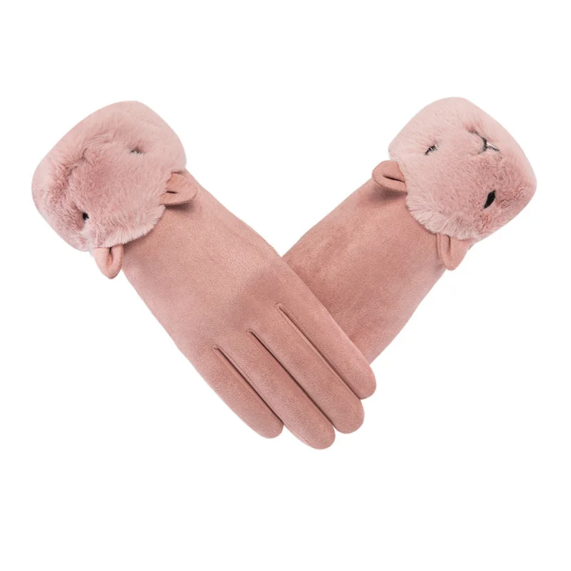 

Women'sglovesSuedewomen's Winter Gloves Plus CashmereCute Rabbit Head Windproofand Cold Mittens Women's WinterWintergloves