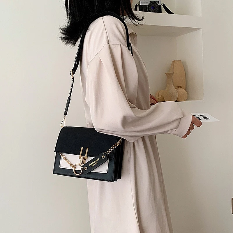 

Mini Handbags Women Fashion Ins Retro Wide Shoulder Strap Messenger Bag Purse Simple Style Crossbody Bags