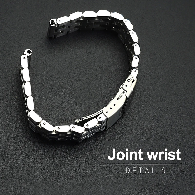 New Solid Full Stainless Steel Watch Band Flat Interface Men Women Universal Double Lock Buckle Strap 18 20 22mm 24mm With Tools