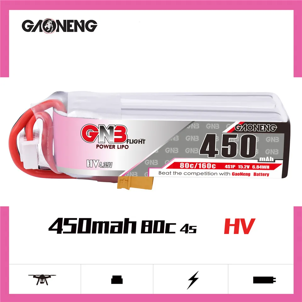 GAONENG GNB 4S 15 2 V 450mAh 80C Lipo Battery XT30 Plug Connector для RC FPV Racing Drone Quadcopter Frame Kit Запасные части |