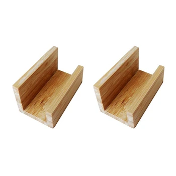 

Bamboo Wood Desktop Business Card Holder Display for Desk Sturdy Business Card Stand for Office Tabletop Counter Organizer 2 Pac