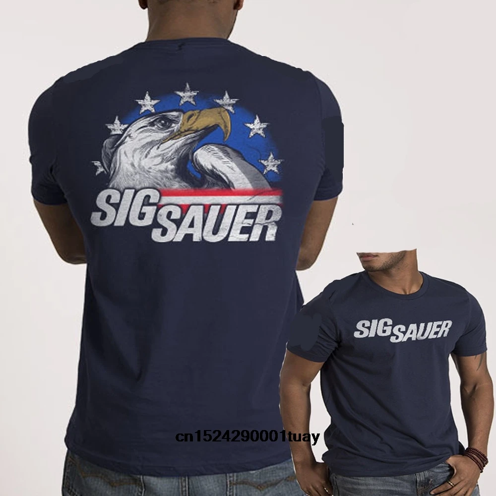 Мужская Новая мода Sig Sauer Орел графический логотип Футболка забавная футболка