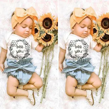 

Newborn Baby Girls Romper Tops PP Short Pants Ruffle Outfits Clothes Sunsuit