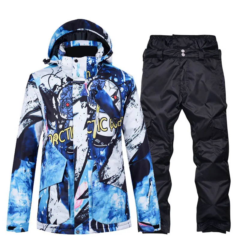 Лыжный костюм, зимняя мужская лыжная куртка и брюки, комплекты для мужчин, теплые водонепроницаемые ветрозащитные лыжные и сноубордические костюмы, мужские лыжные пальто