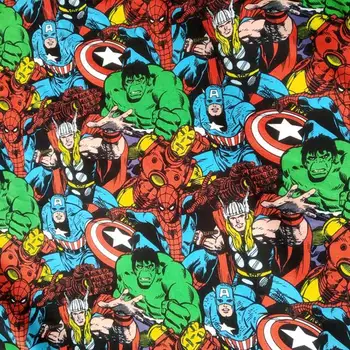 

105X100cm Marvel Super Hero Spider Boy Captain America Pattern Cotton Fabric for Baby Boy Clothes Hometextile Patchwork DIY