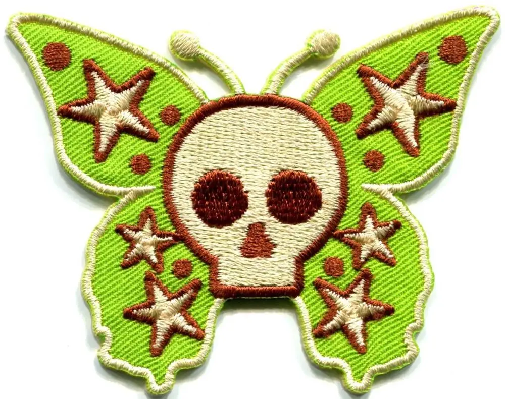 

Hot!Butterfly skull horror goth emo punk biker applique iron on patch new (≈ 6.1 * 7.7 cm)