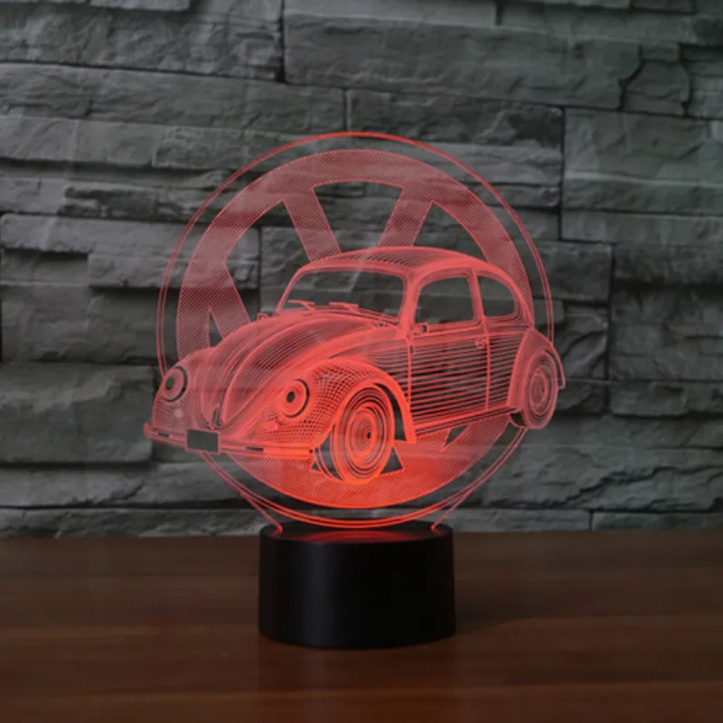 Мини Жук автомобиль 3D светодиодный ночник RGB 7 цветов Изменение Настольная лампа фигурки 2913 дети дома рождественские игрушки