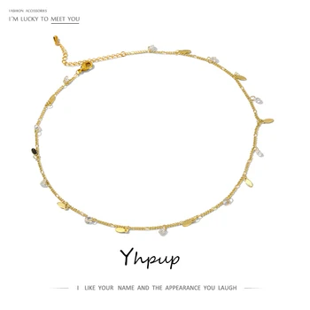 

Yhpup Exquisite Glass Crystal Design Necklace for Women Charm Metal Chain Choker Necklace Gold Jewelry Collares Party Girl Gift
