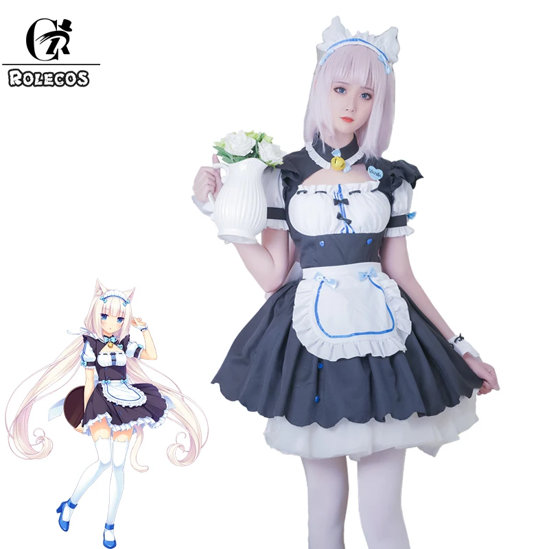 Женское платье для косплея ROLECOS Nekopara Vanilla передник чулки волос|Игровые костюмы| |