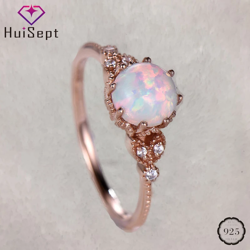 HuiSept Elegant 925 Silver Ring Opal Moonstone Zircon Gemstones Jewelry Rings for Women Wedding Party Gifts Ornaments Wholesales HuiSept Elegant 925 Silver Ring Opal Moonstone Zircon Gemstones Jewelry Rings for Women Wedding Party Gifts Ornaments Wholesales