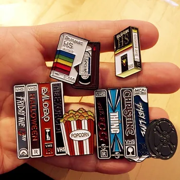 

VHS Magnetic Videotape Horror Classics Movie Enamel Brooch Pins Badge Lapel Pins Alloy Metal Fashion Jewelry Accessories Gifts