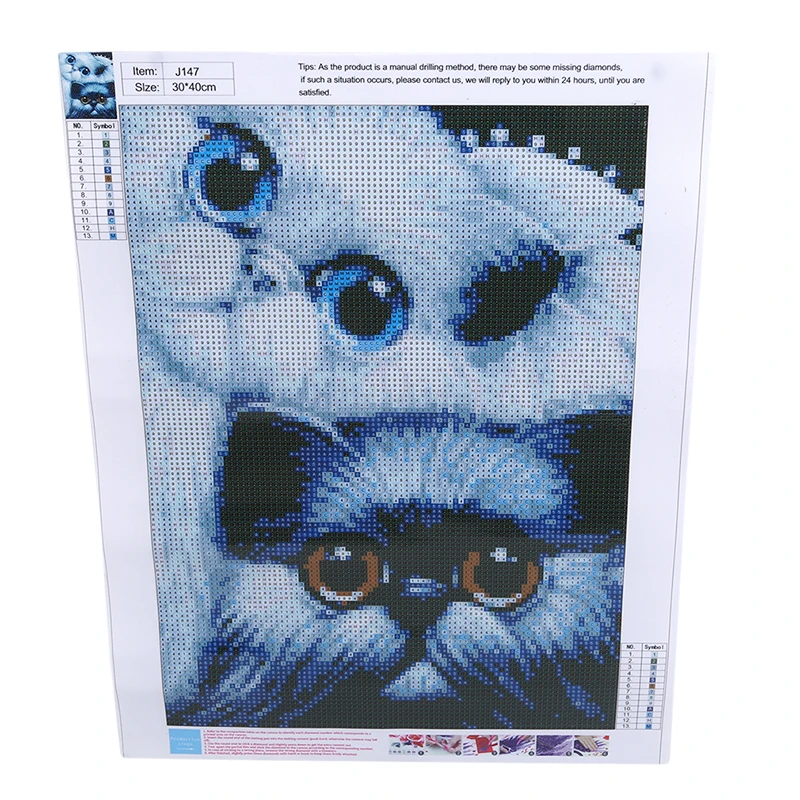 Картина цвет 5D два черный и белый котенок дрель вышитые наклейки DIY вышивки крестом зал картины в спальню
