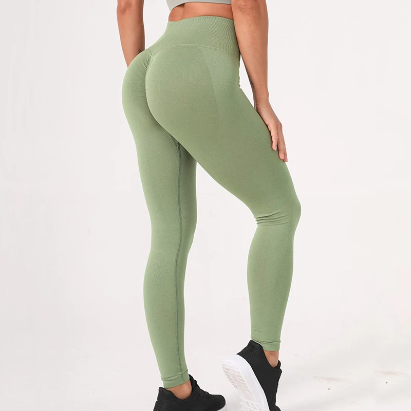 High Waist Yoga Pants for Women Seamless Scrunch Booty Leggings Butt Lifting Stretchy Tights Squat Proof Booty Pants 