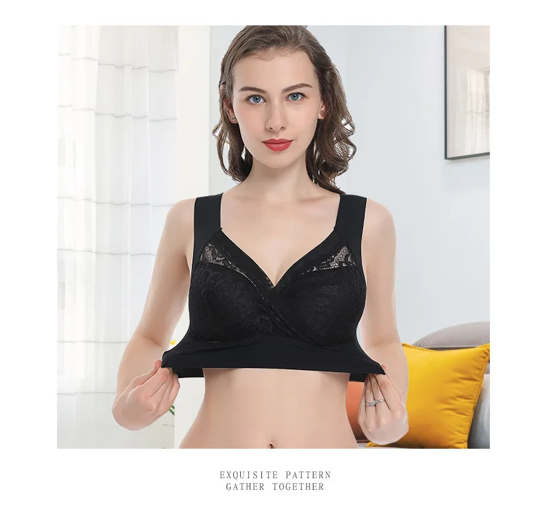 No Rims High Elasticity Sexy Lingeries Underwears Women Bras Plus Size 6XL Bra Women's Vest Fashion Lace Brassiere