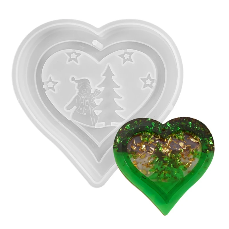 

6Pcs Crystal Epoxy Resin Mold Christmas Theme Listed Pendant DIY Silicone Mould U4LE