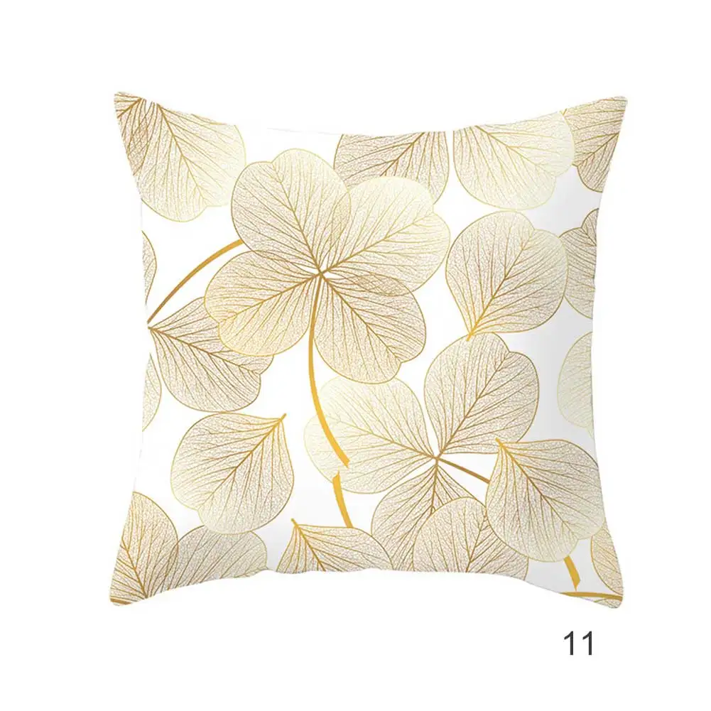 2pcs Golden Leaves Printed Pattern Decor Cushion Cover for Sofa Bed For Drop Ship - Цвет: 11