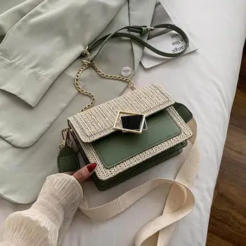 

Fashion Straw Pu Leather Women Shoulder Bag 2020 Summer Female Crossbody Bag Brand Designer Travel Beach Lady Messenger Bags