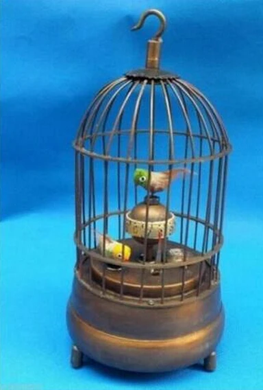 1107++++decoration bronze factory Pure Brass Antique Old Exquisite Chinese brass bird cage Mechanical Table Clock Alarm Cloc | Дом и сад