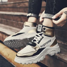 Ins/Новинка; обувь для папы; модные мужские ботинки с высоким вырезом; сезон осень-зима; мужская повседневная обувь; сетчатые дышащие громоздкие кроссовки для мужчин