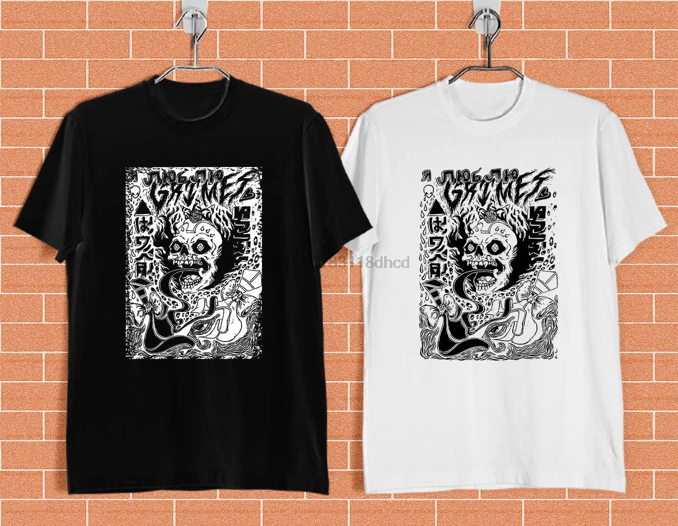 Черная и белая футболка с принтом «SIDE Grimes Visions»(XS-3XL