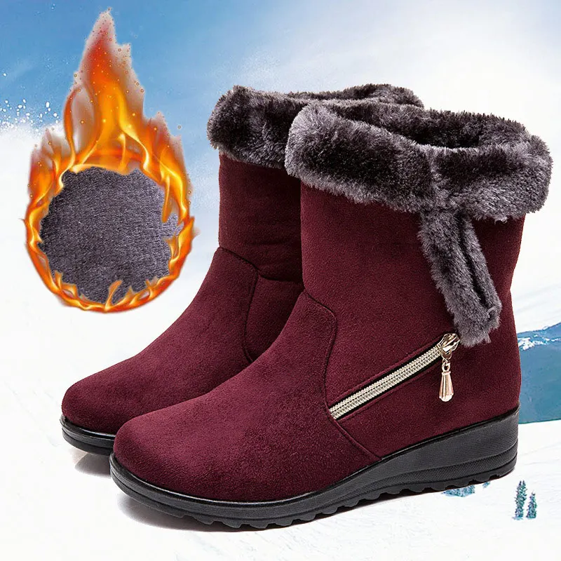 

MCCKLE Winter Snow Boots Women New Ankle Boots Plush Slip On Warm Fluffy Platform Casual Shoes Female Plus Size