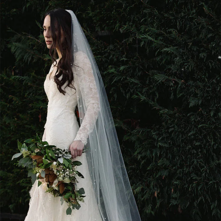 Luxurious Bridal Veil Long With Comb Cathedral Veil With Beads PearlsWedding White Ivory Veil 3Meters  Velos de Noiva