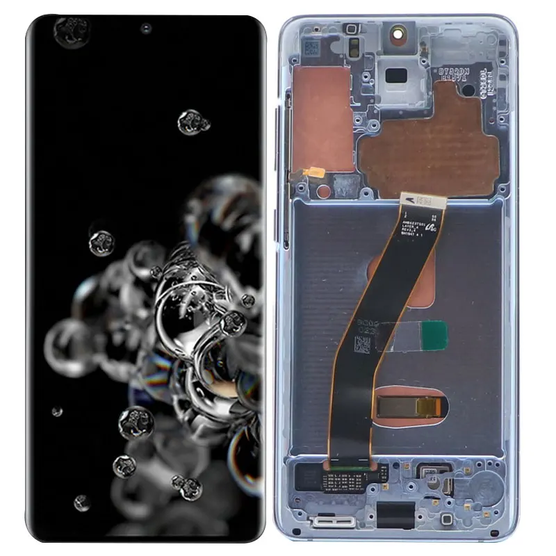 Digitador da Tela com Capa Lcd para Samsung Original Galaxy G980f Display Plus G985 G985f Toque Traseira 100% S20 G980 2 display toque digitador da tela com capa traseira
