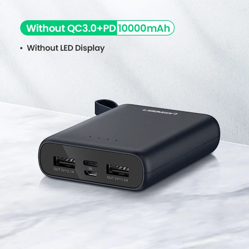 Ugreen power Bank 10000 мАч Быстрая зарядка 4,0 3,0 QC3.0 внешняя Мобильная батарея быстрое PD зарядное устройство для iPhone 11 8 Xs Mini power bank - Цвет: power bank cable