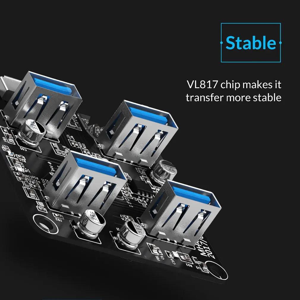 ORICO Transparent 4 Ports USB 3.0 HUB for Desktop / Laptop with 30 / 100 CM Data Cable Support External Micro USB Power Supply