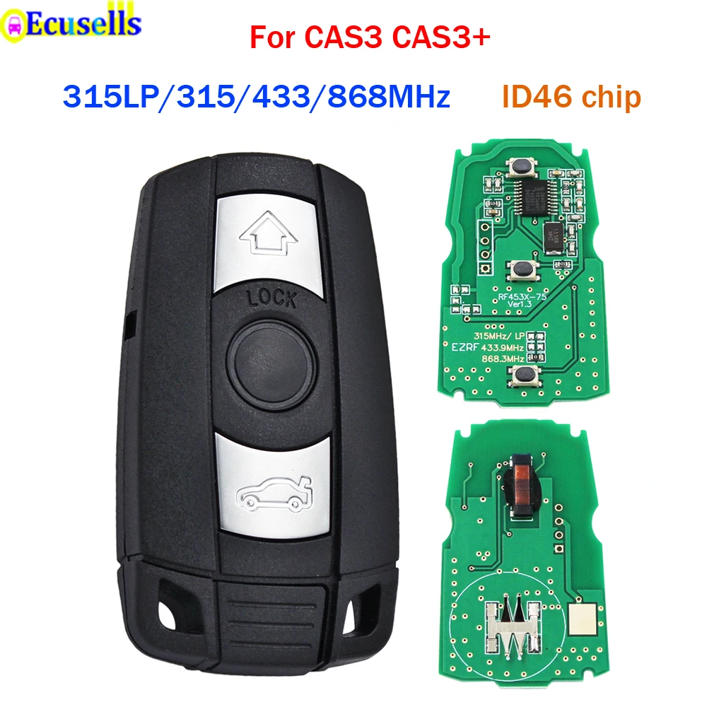 3 Button Remote Key 315LP MHZ 315MHZ/433MHZ/868MHZ for BMW 1 3 5 Series X1 X6 Z4 E60 E70 E71 E91 E92 CAS3 CAS3+ ID7944/ID46 Chip car remote key,car key