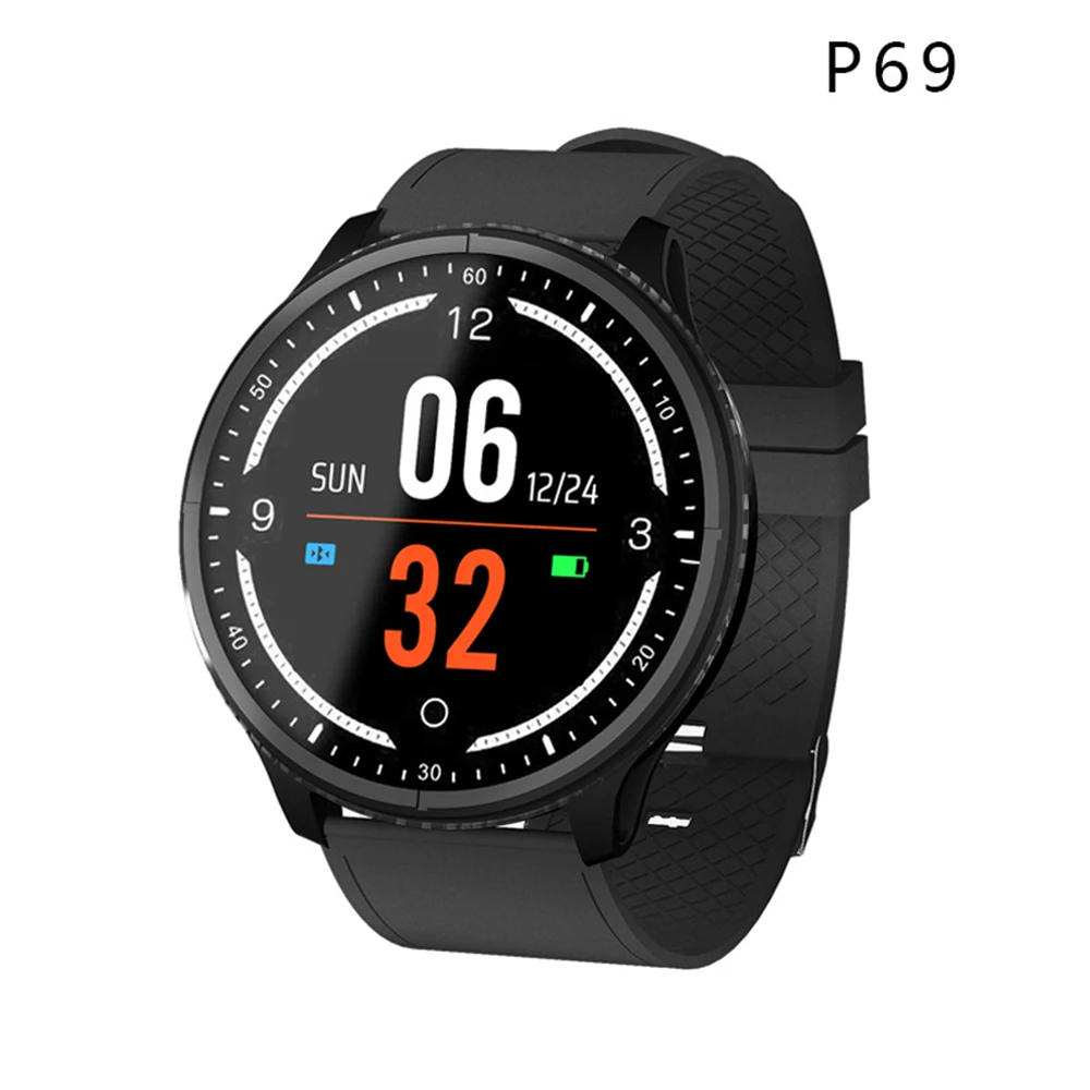 

Bluetooth Smartwatch P69 support Blood Oxygen Pressure Heart Rate IP68 Waterproof Sports Smart Watch for xiomi huawe ios phone