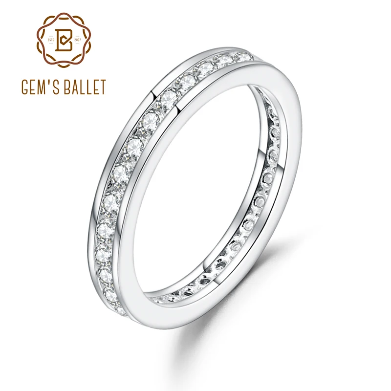 GEM'S балетное свадебное кольцо для женщин классический EF цвет Муассанит 925 пробы Серебряное обручальное кольцо модное ювелирное изделие