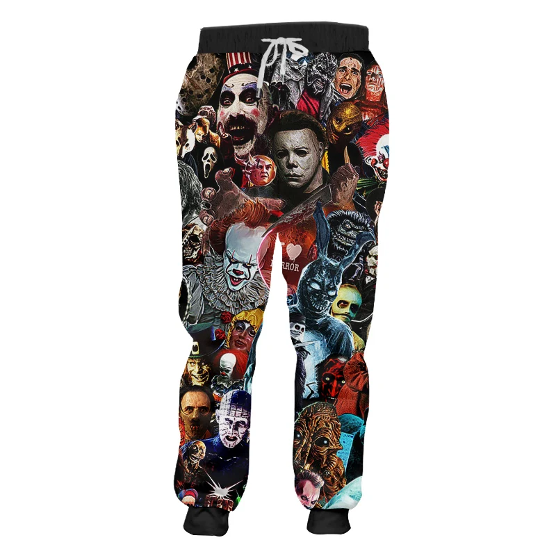 Horror Mask UJWI Man Skull Horror Mask Clown devil Sweatshirt Men's 3D Harajuku Oversized Pants Printed Cartoon Fitness Trousers - Цвет: Horror Mask