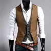 Fake Two Piece Mens Suit Vest Slim Casual Business Gentlemen Men Waistcoat Groomman Wedding Mens Gilet Oversized Steampunk Vests 3