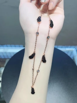 

High quality SWA new style feather tassel temperament with leaves crystal clavicle Chain Necklace
