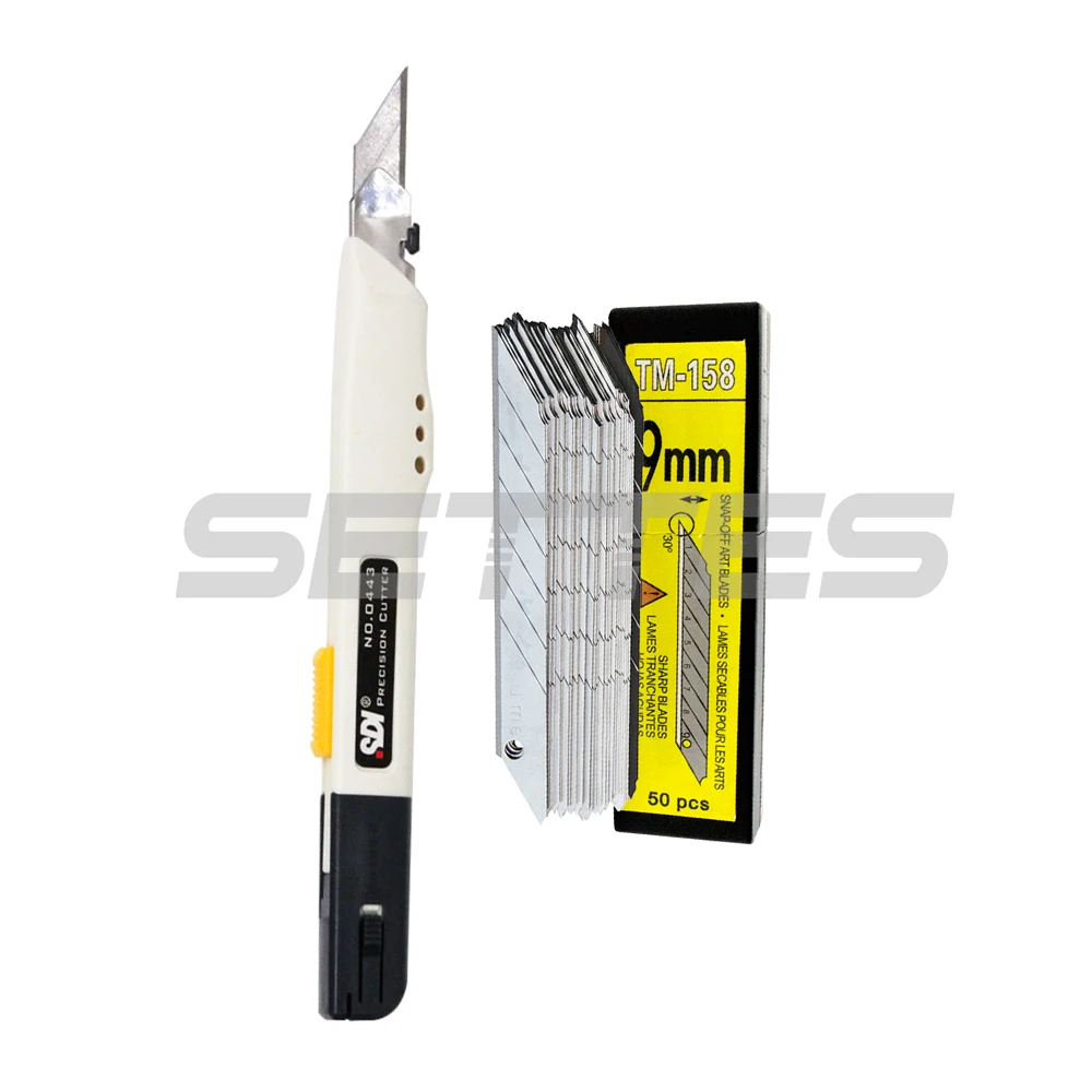 50 лезвий+ 1 шт. SDI Procision Cutter Safty Lock 9 мм нож из нержавеющей стали для обёртывания автомобиля инструменты для обёртывания ножей