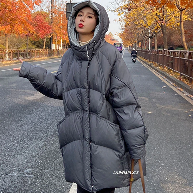2020 Women's Loose Winter down Coat Women hooede