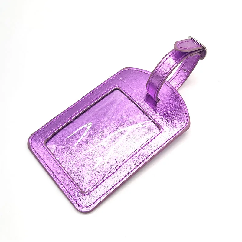 Модная блестящая фиолетовая Кожаная сумка с подвеской, аксессуары для путешествий, кожзам, чемодан, проверенный адрес посадки, багажная этикетка, ПУ багажная бирка