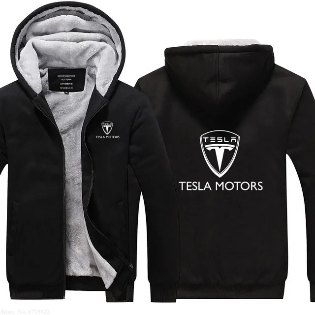 Зимние толстовки мужские утепленные флисовые для Tesla Motors толстовки размера плюс пальто с капюшоном мужская Повседневная Верхняя одежда Куртка