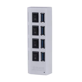 

USB Switcher Support 1TB 4-Port USB3.0 Super Speed 5Gbps Hub With ON/OFF Switch LED Adapter Tablet pc Phone USB Hubs-L909