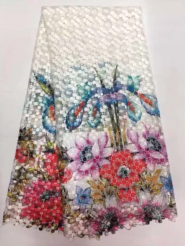 

Wholesale and retail Unique high quality multi color African cord lace.Best selling new guipure fabric for party dress! 5 Yards