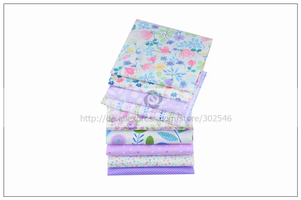 Shuanshuo фиолетовый комплект Лоскутная хлопковая ткань Жир лоскутное шитье ткань кукла одежда Тильда Одеяло Ткань 9 шт./лот 40*50 см