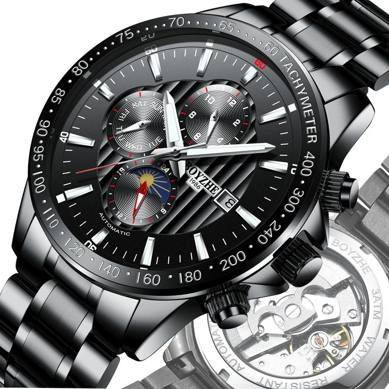 

2020 Men's Automatic Mechanical Watches Top Brand Luxury Waterproof Wrsitwatch Stainless Steel Business Watch Relogio Masculino