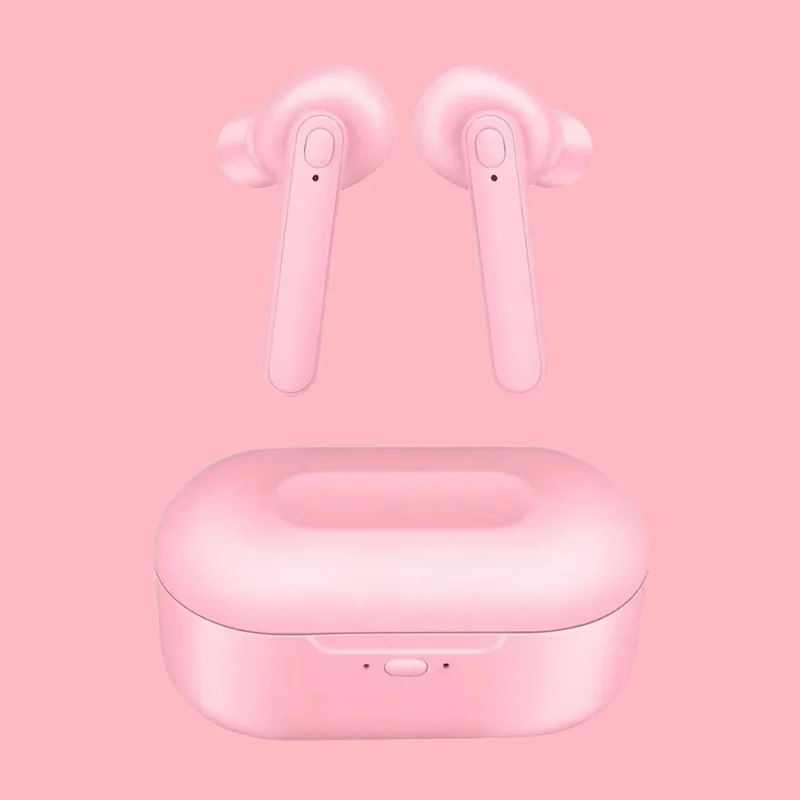 Розовый LEORY DT-5 TWS bluetooth 5,0 Беспроводной Наушники Hi-Fi CVC8.0 Шум шумоподавления HD вызова наушники 2000 мА/ч, Мощность банк гарнитура - Цвет: Розовый
