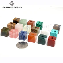 1 шт. натуральный камень большие бусины с отверстиями квадратной формы 16 мм разделительные бусины для DIY аксессуары для ювелирных изделий