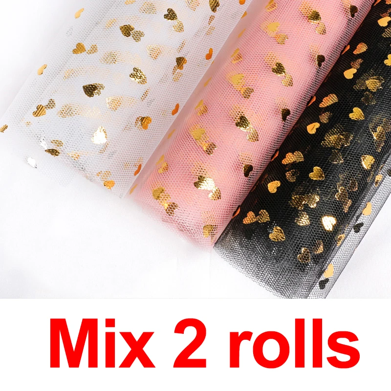 Mix 2rolls 50 см* 5 ярдов рулонный цветок оберточная бумага в форме сердца блесток сетка букет цветок упаковка материал блестящая бумага - Цвет: Mix 2rolls