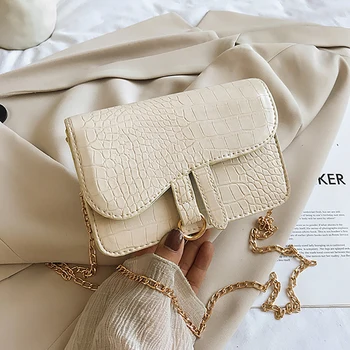 

Chain Crocodile Pattern Mini PU Leather Crossbody Bag Female 2020 Solid Color Shoulder Handbag Female Flip Bag Crossbody Bag