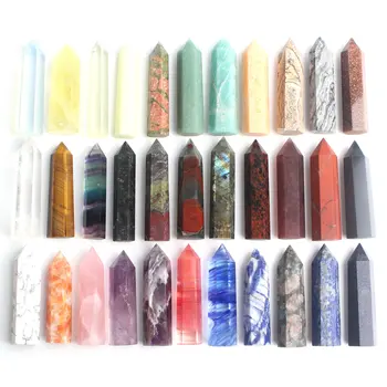 

1pc Crystal Obelisk Point Wand Jewelry Colorful Fluorite Rose quartz Reiki Chakra Healing Statue Decor Figurine Necklace Gift